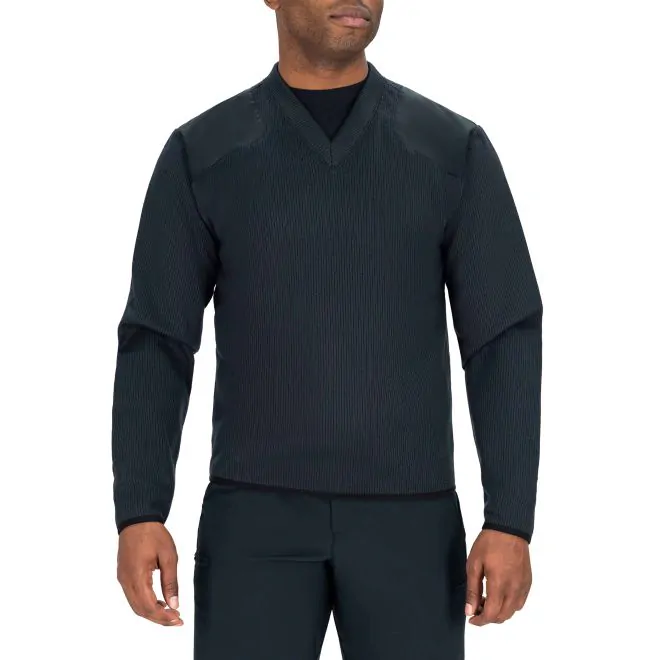 FLEECE LINED V-NECK SWEATER (w CNT & Badge Emblem) - BL225