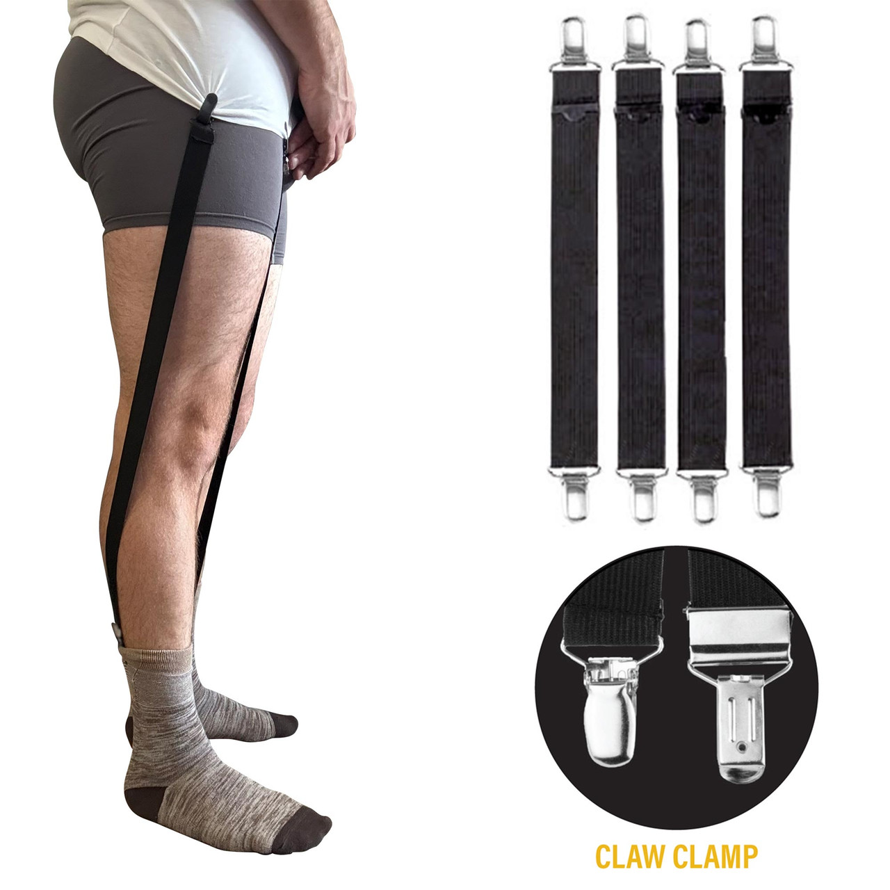 Shirt Holders Adjustable w/ Button Clasp (4 Strap) Garter Style - Black, Hero's Pride, HP9054B